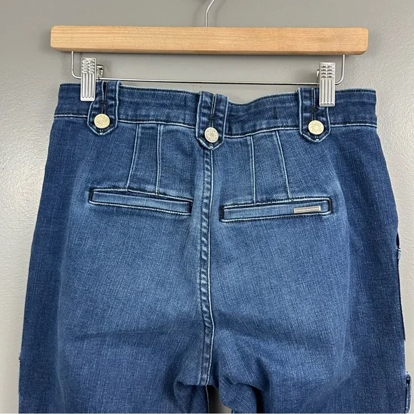White House Black Market High Rise Wide Leg Cargo Jeans Size 2 - Picture 8 of 14